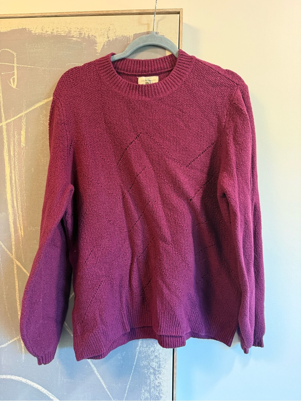 Lucky Brand Magenta Crewneck Knit Sweater